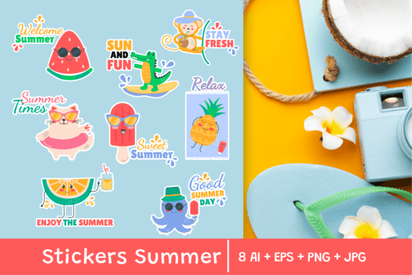 Download Kawaii Summer Stickers|8 Pcs - Premium Resources