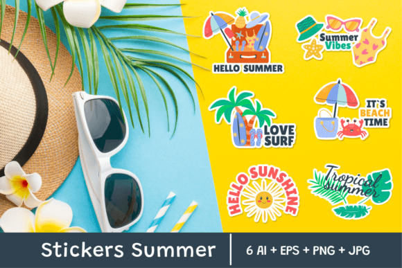 Download Summer Kawaii Stickers, Lettering - Premium Resources